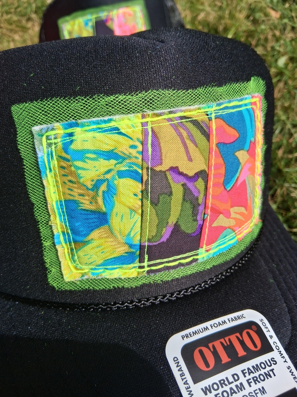 Black Trucker Hat with Neon Patch